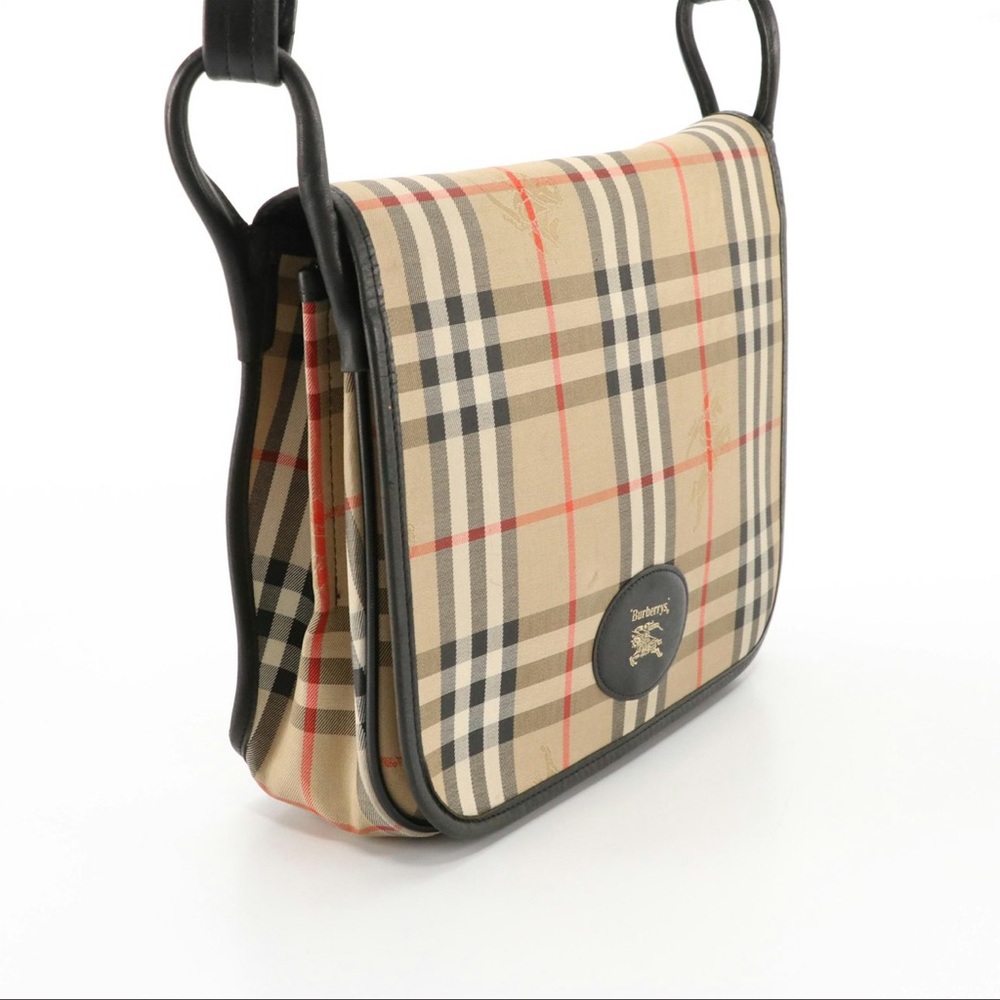 Burberry Tan and Black Messenger Bag with Iconic Check Pattern - Picture 3 of 9